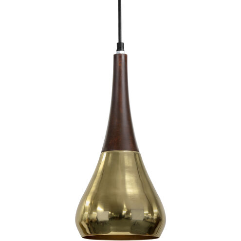 Evelyn 1 Light Dark Brown / Gold Pendant Ceiling Light